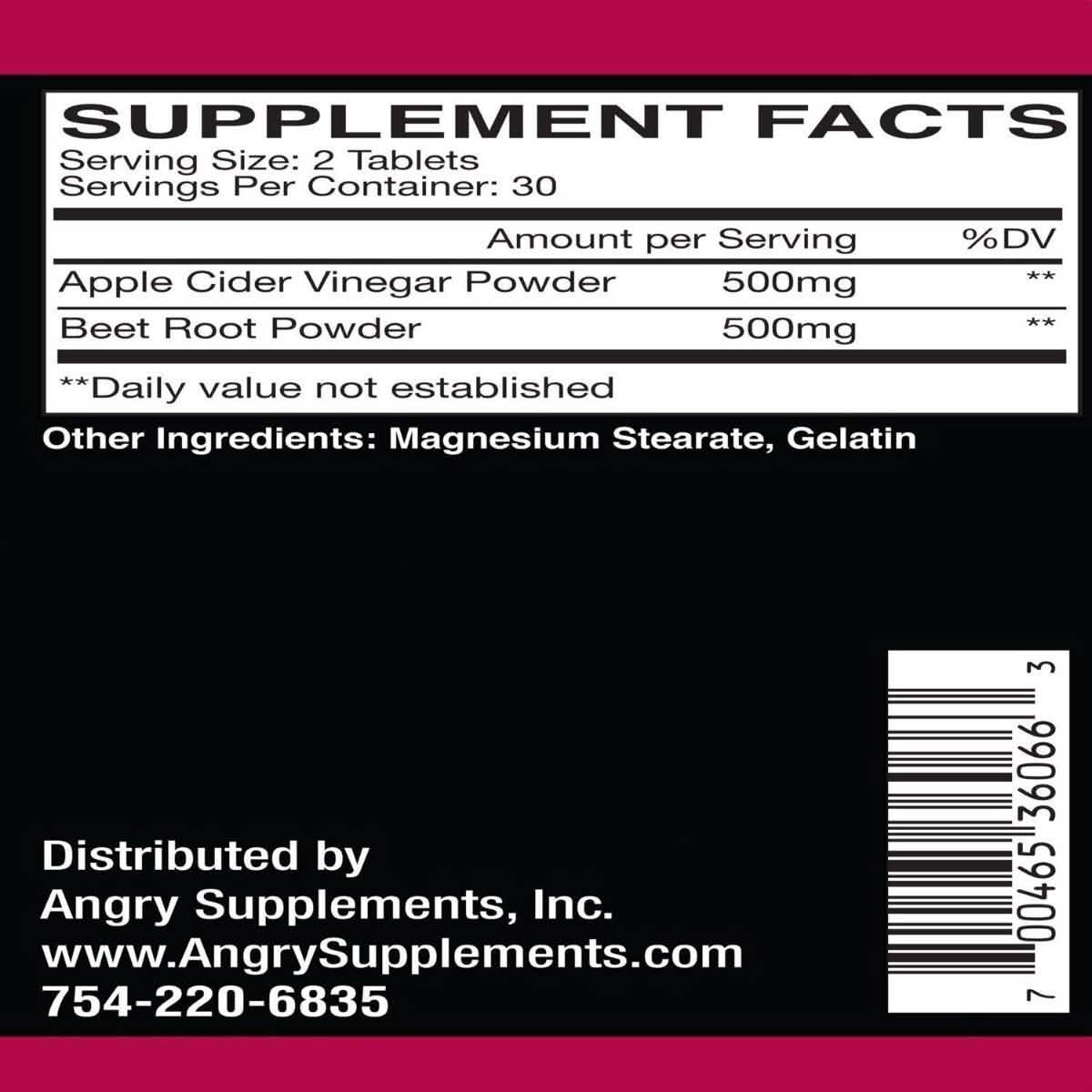 Lot de 2 : Vinaigre de cidre de pomme, betterave, curcuma et gingembre en capsules Angry Supplements