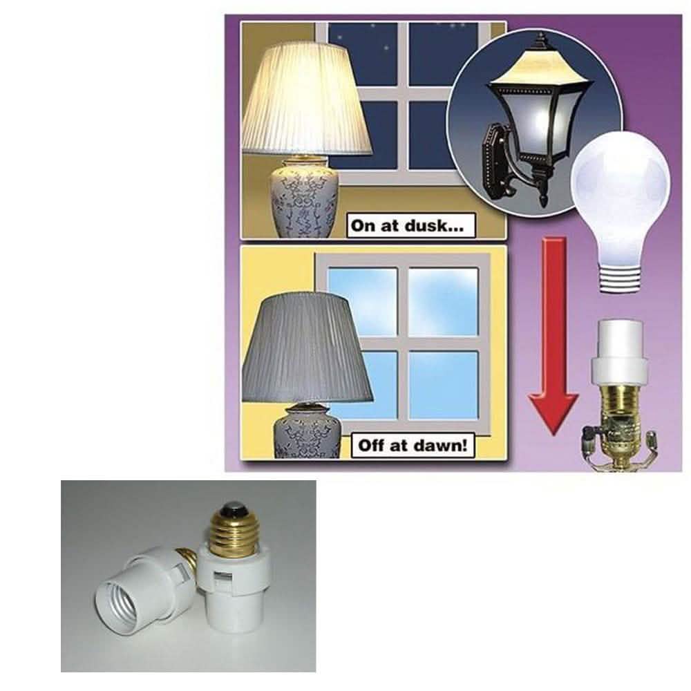 Lot de 2 : Capteurs de lampe automatiques Crépuscule/Aube Douille d'ampoule de sécurité