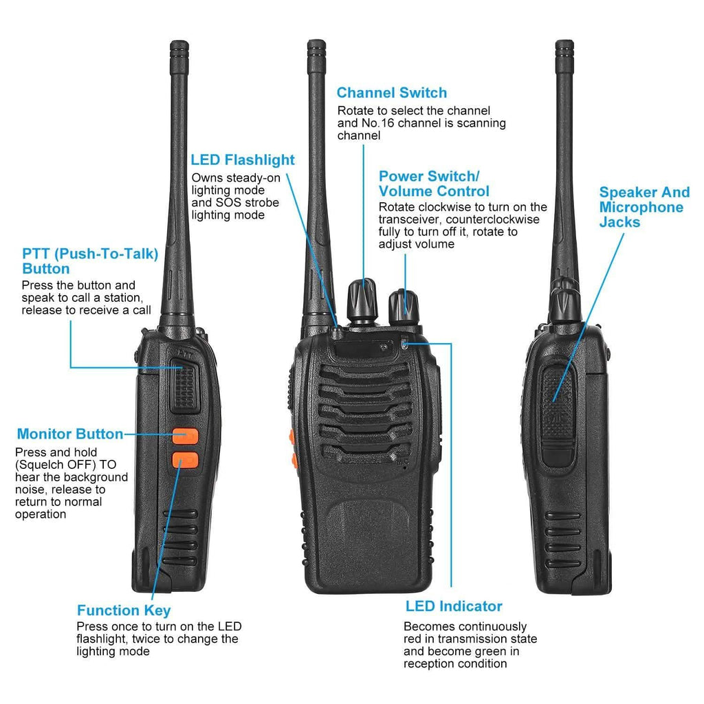 Lot de 2 : Talkies-walkies bidirectionnels Baofeng BF-888S
