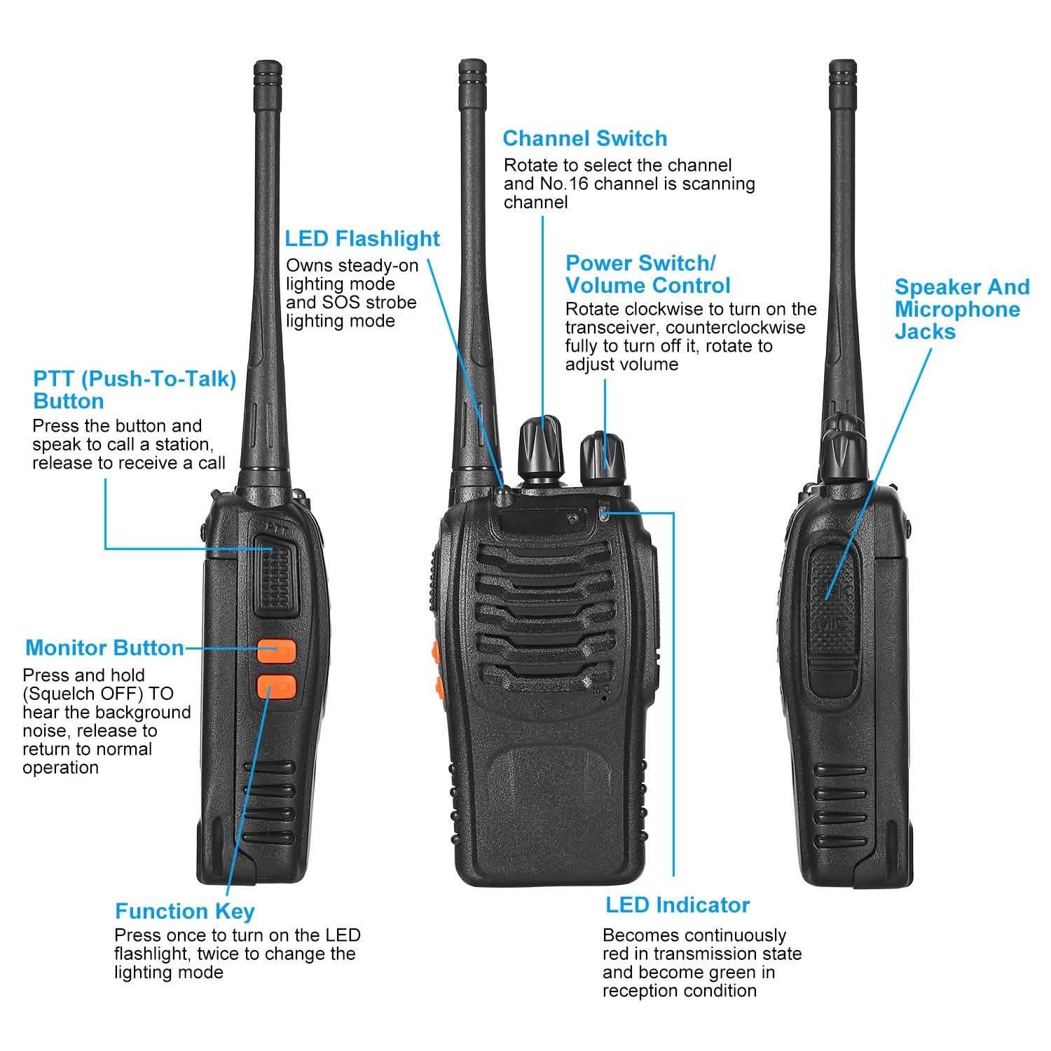 Lot de 2 : Talkies-walkies bidirectionnels Baofeng BF-888S