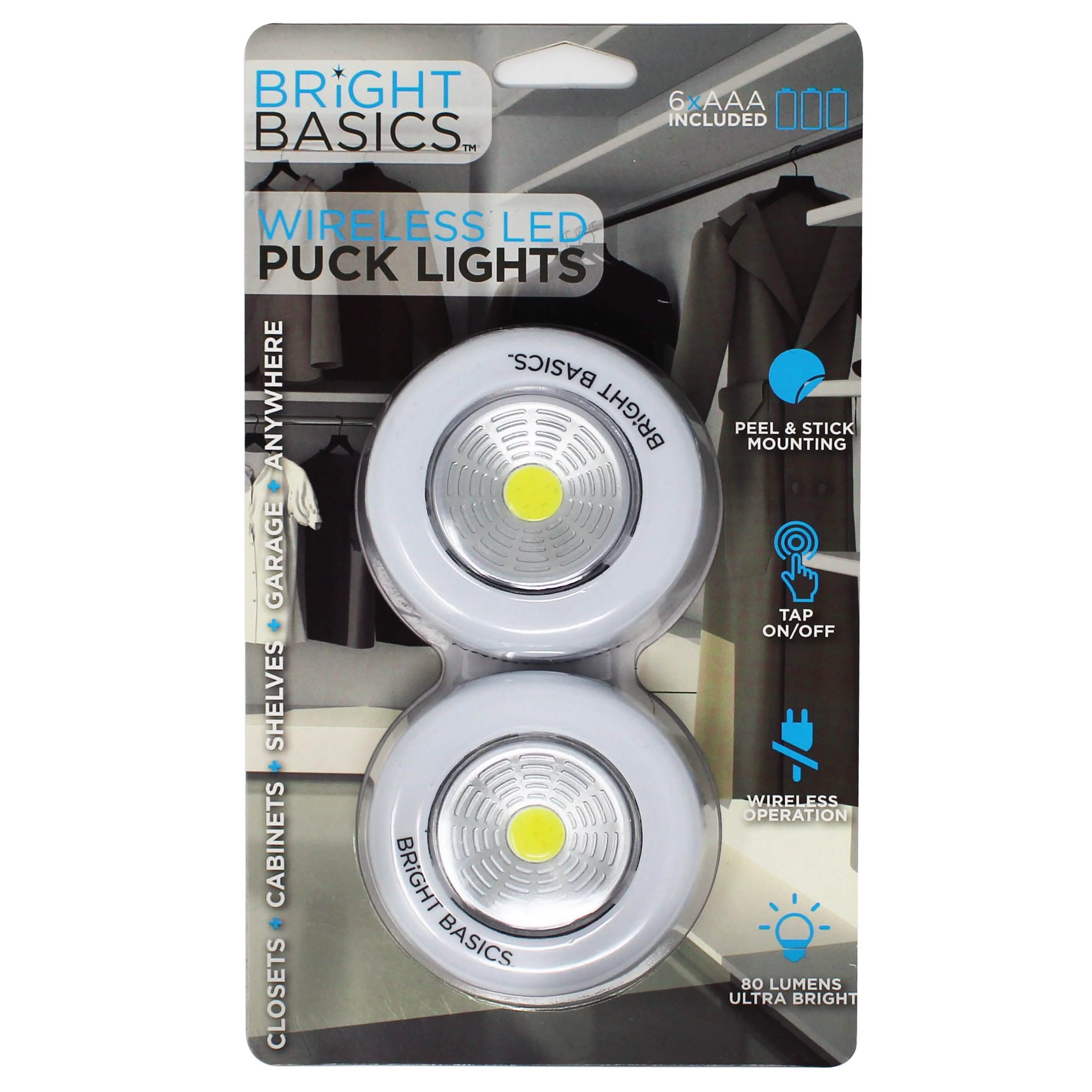 Lot de 2 : Projecteurs LED sans fil ultra-plats Bright Basics