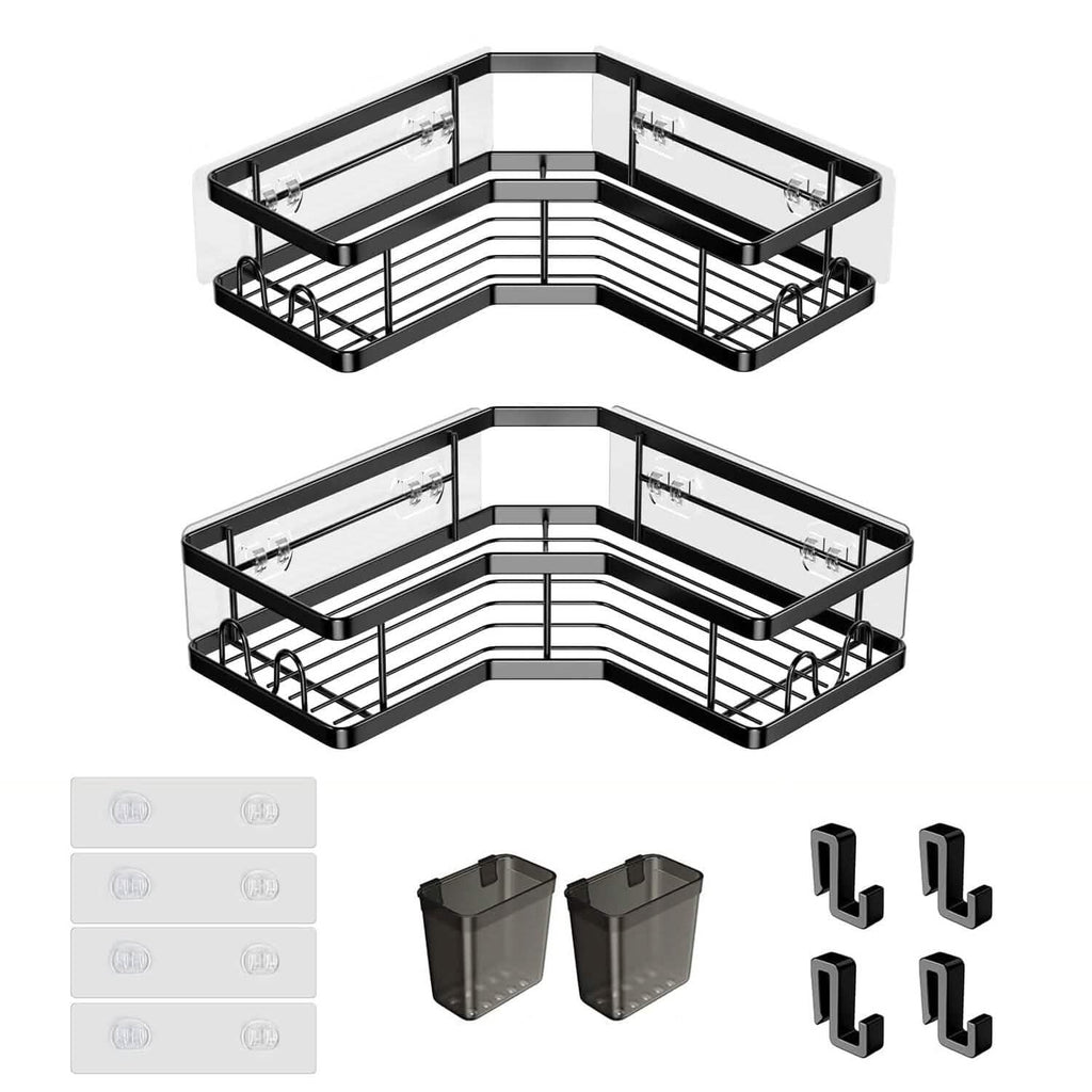 Lot de 2 : Étagère de douche d'angle, sans perçage, organisateur de douche adhésif