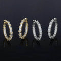 Lot de 2 paires : Boucles d'oreilles créoles émeraude en cristal