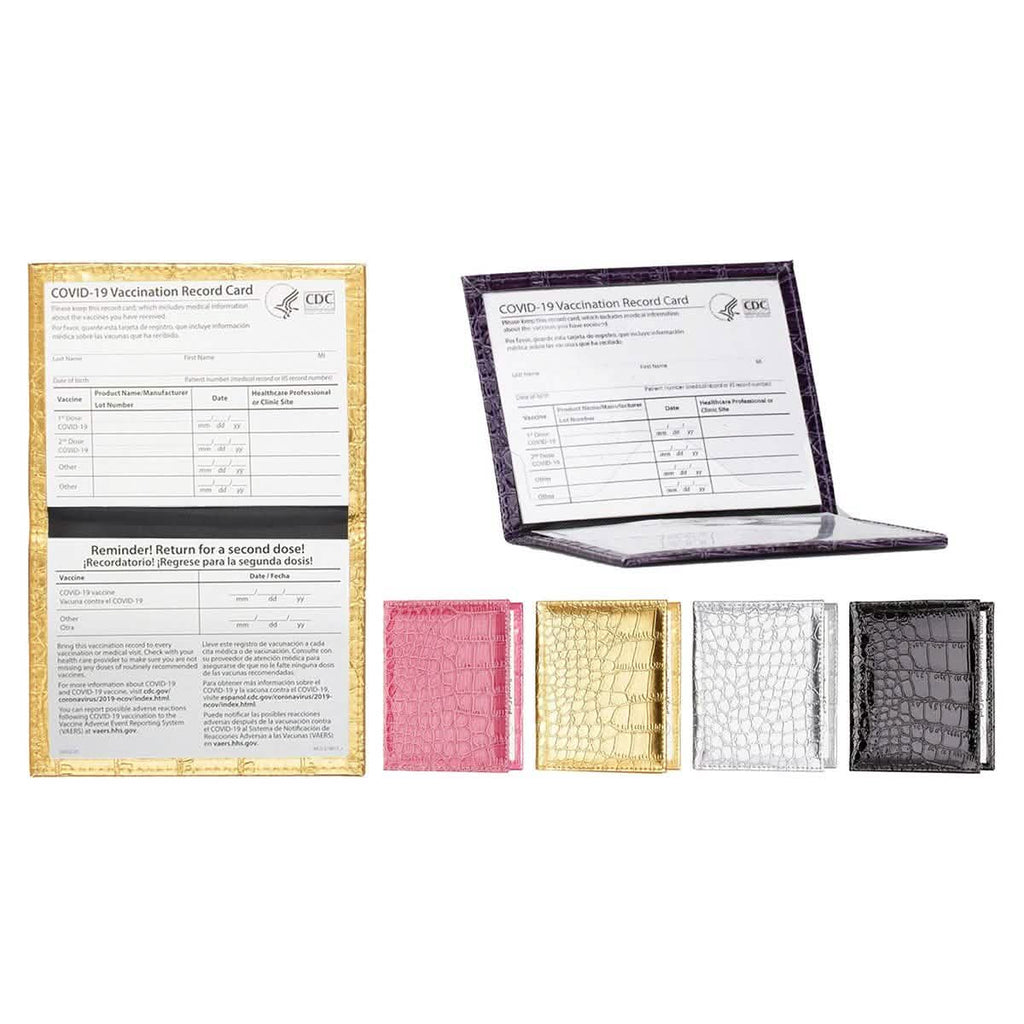 Lot de 2 : Protège-passeport en similicuir de crocodile avec strass pour carnet de vaccination CDC