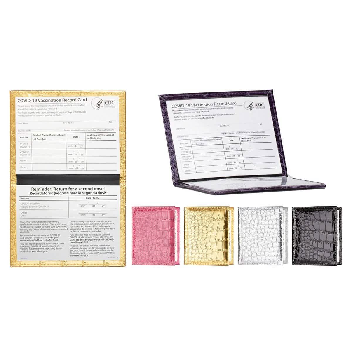 Lot de 2 : Protège-passeport en similicuir de crocodile avec strass pour carnet de vaccination CDC
