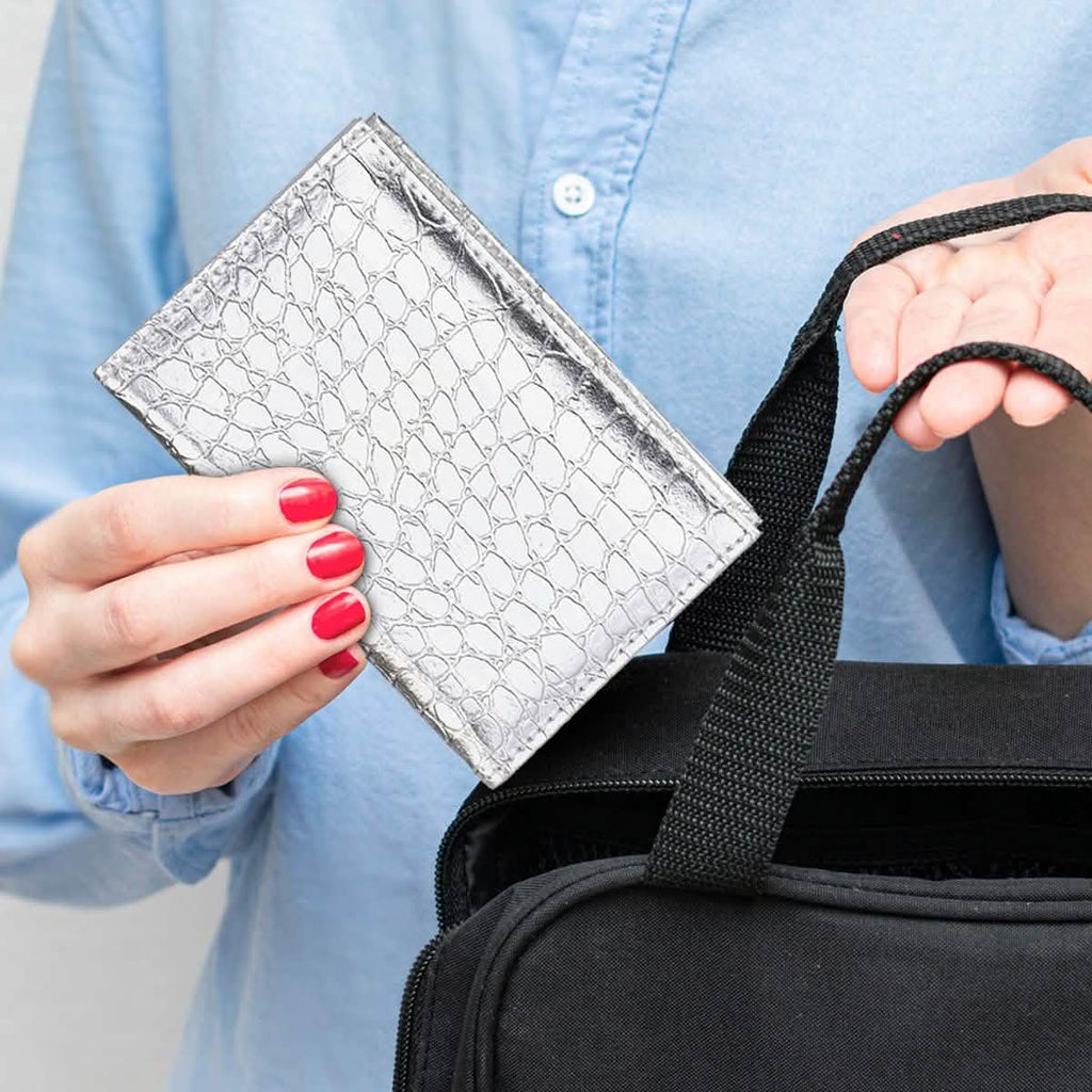 Lot de 2 : Protège-passeport en similicuir de crocodile avec strass pour carnet de vaccination CDC