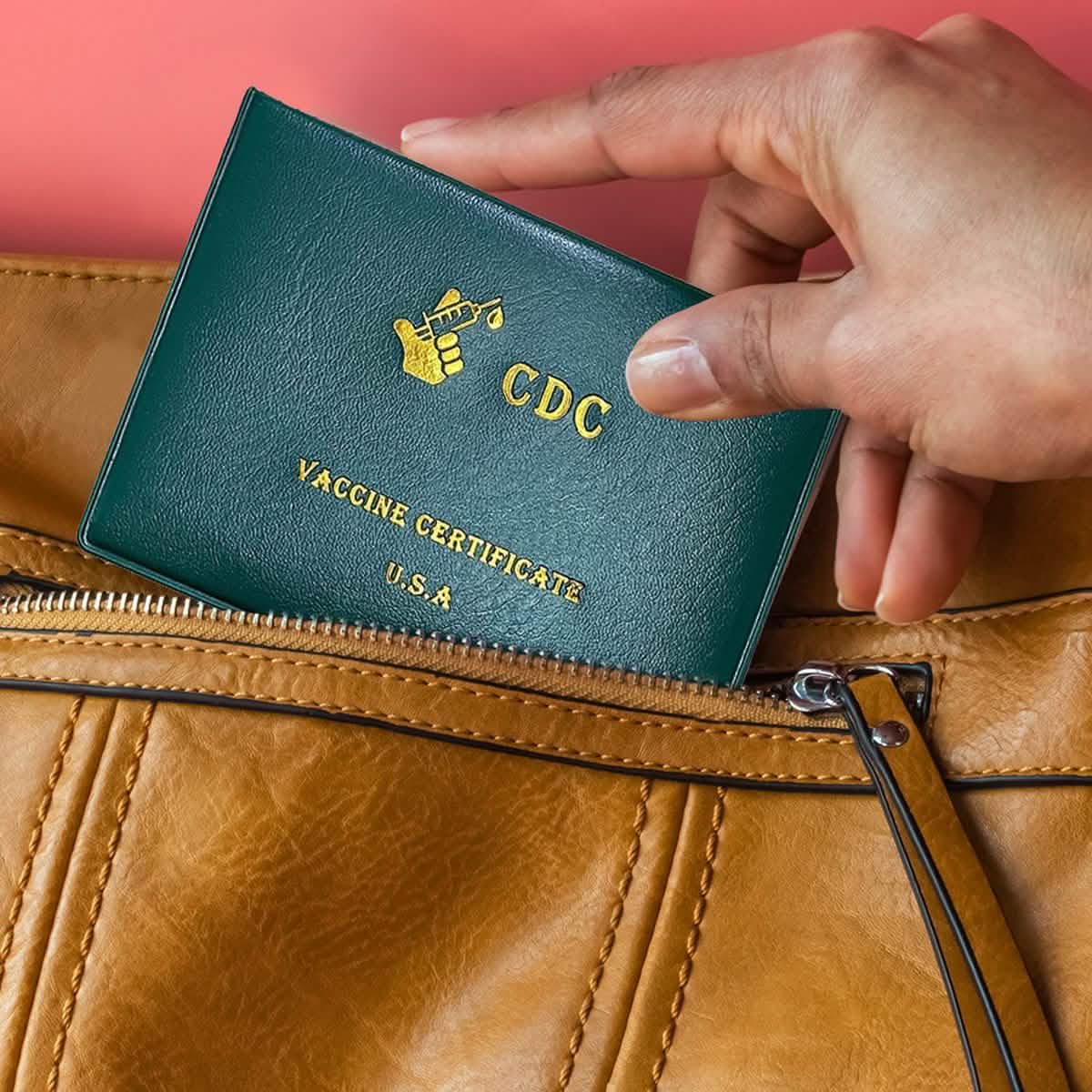 Lot de 2 : Porte-cartes de vaccination CDC en similicuir (protection de dossier d'immunisation)