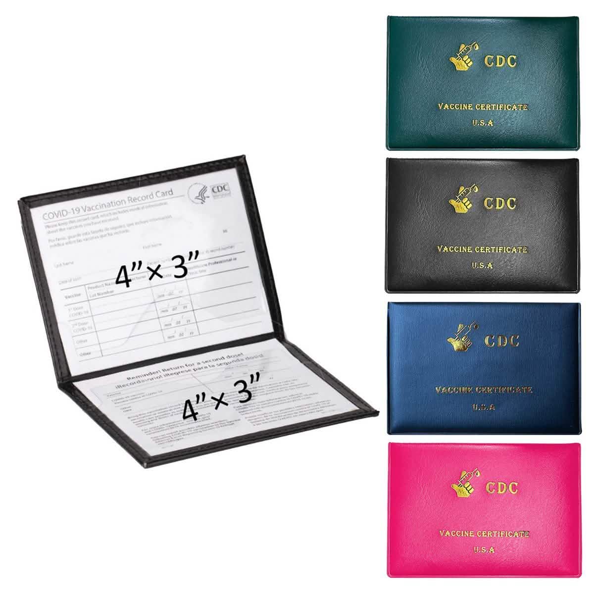 Lot de 2 : Porte-cartes de vaccination CDC en similicuir (protection de dossier d'immunisation)
