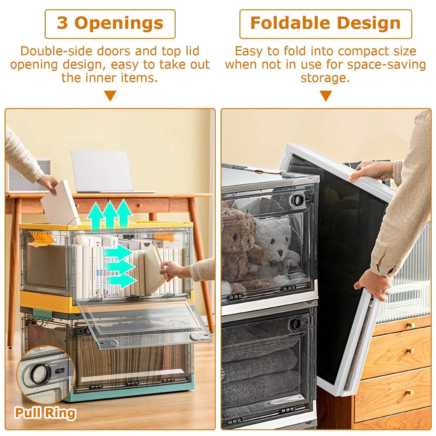 Lot de 2 : bacs de rangement pliables, organisateur de rangement pliable