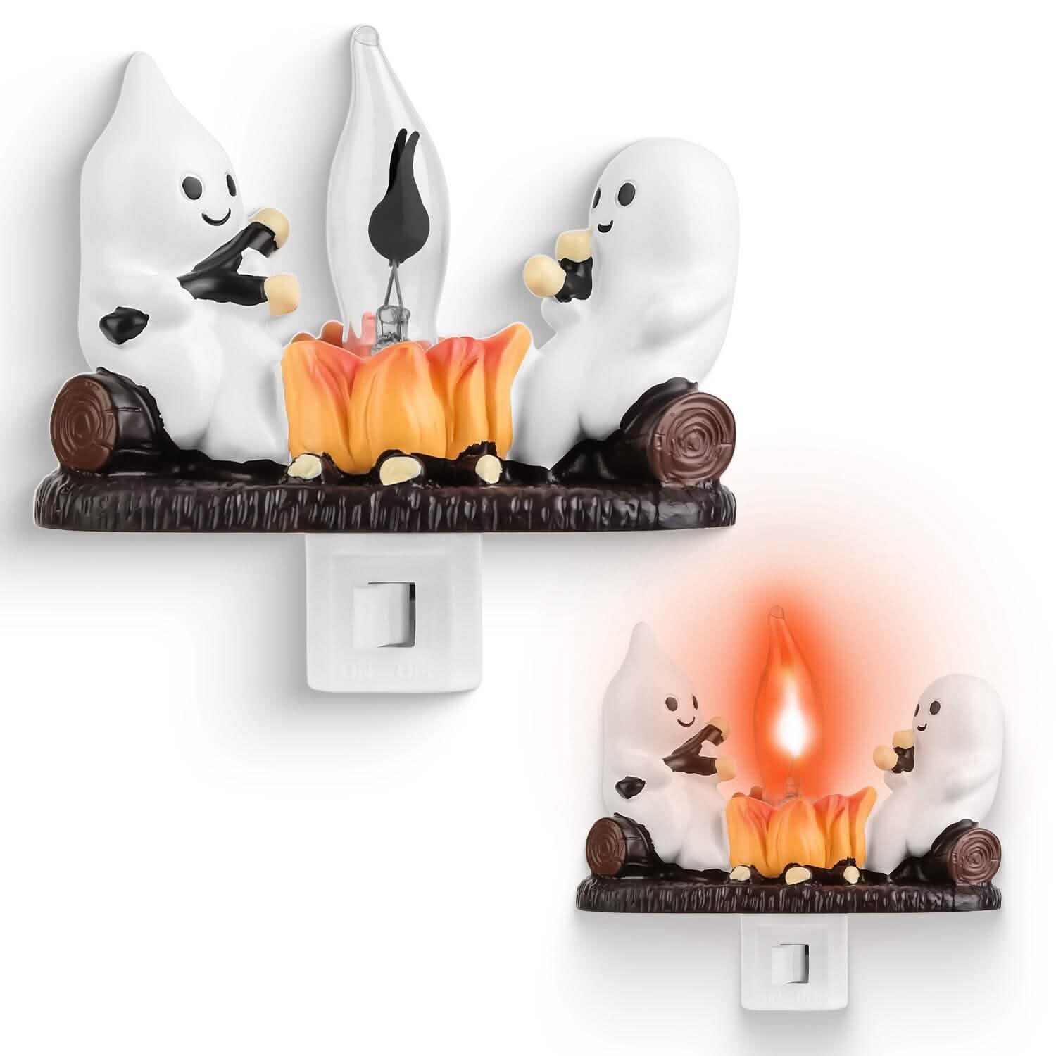 Lot de 2 : Lampe de nuit à flamme vacillante « Feu de camp fantôme »
