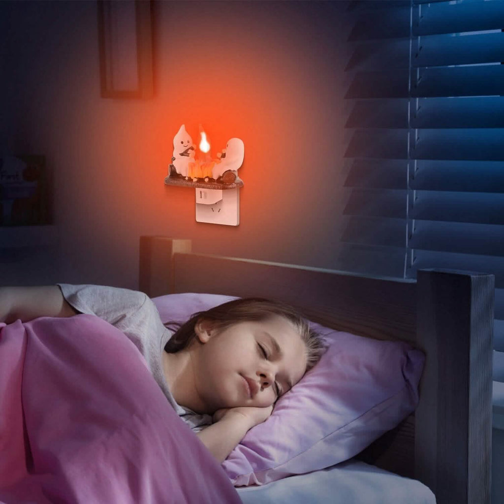 Lot de 2 : Lampe de nuit à flamme vacillante « Feu de camp fantôme »