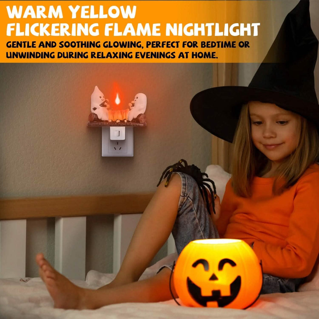 Lot de 2 : Lampe de nuit à flamme vacillante « Feu de camp fantôme »