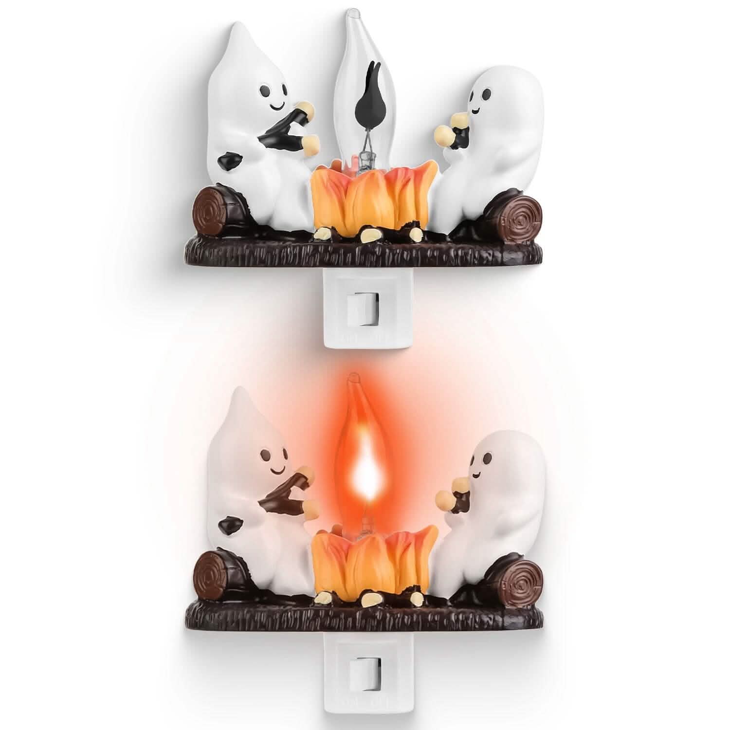 Lot de 2 : Lampe de nuit à flamme vacillante « Feu de camp fantôme »