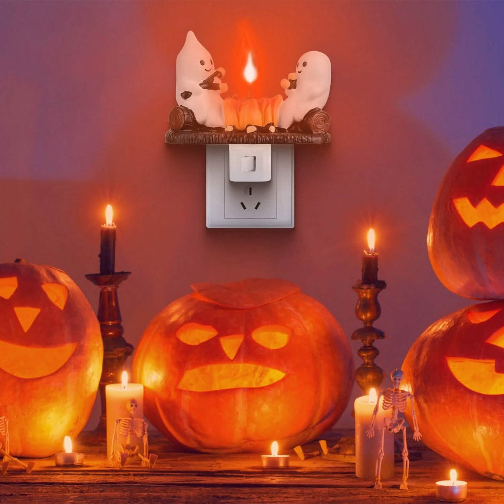 Lot de 2 : Lampe de nuit à flamme vacillante « Feu de camp fantôme »