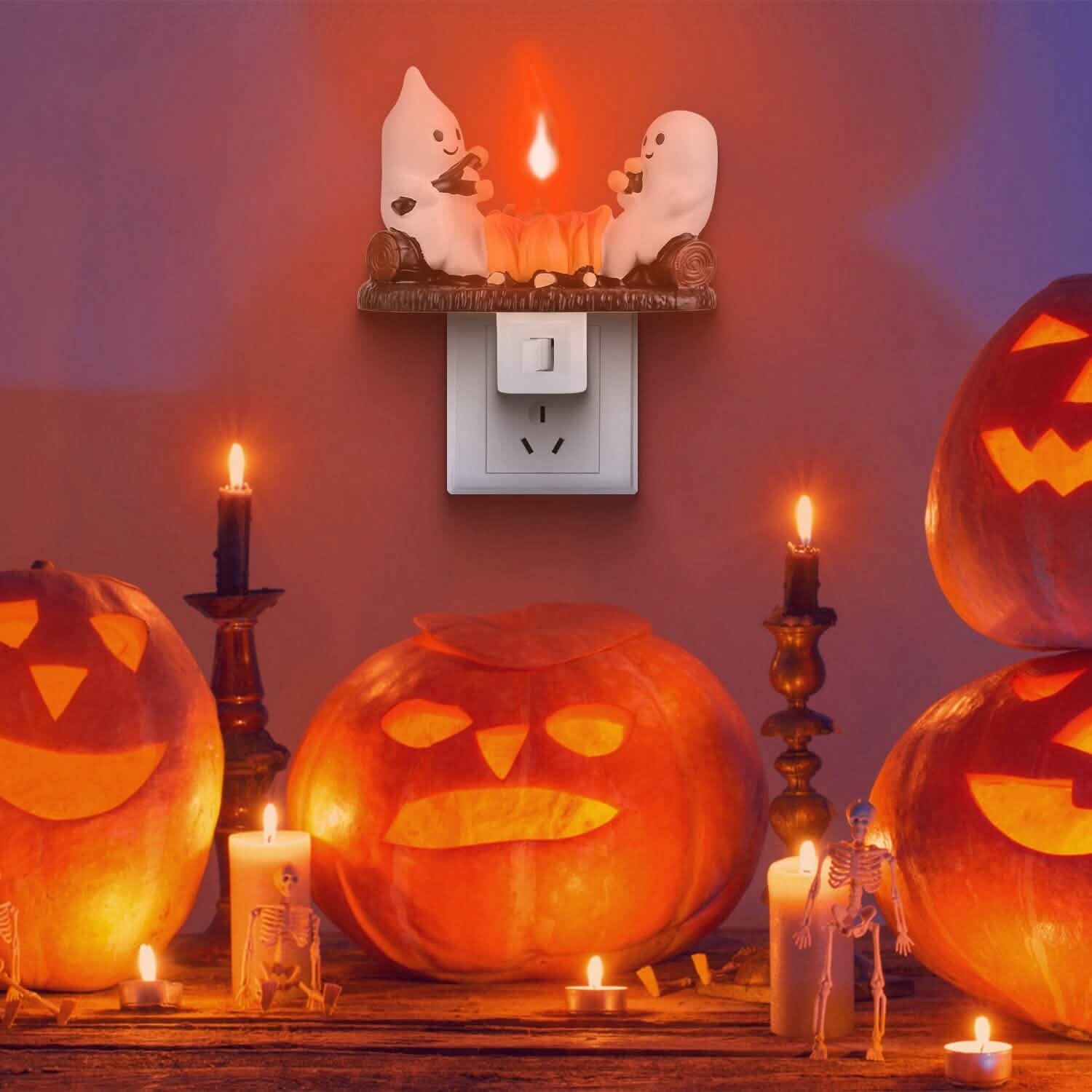 Lot de 2 : Lampe de nuit à flamme vacillante « Feu de camp fantôme »