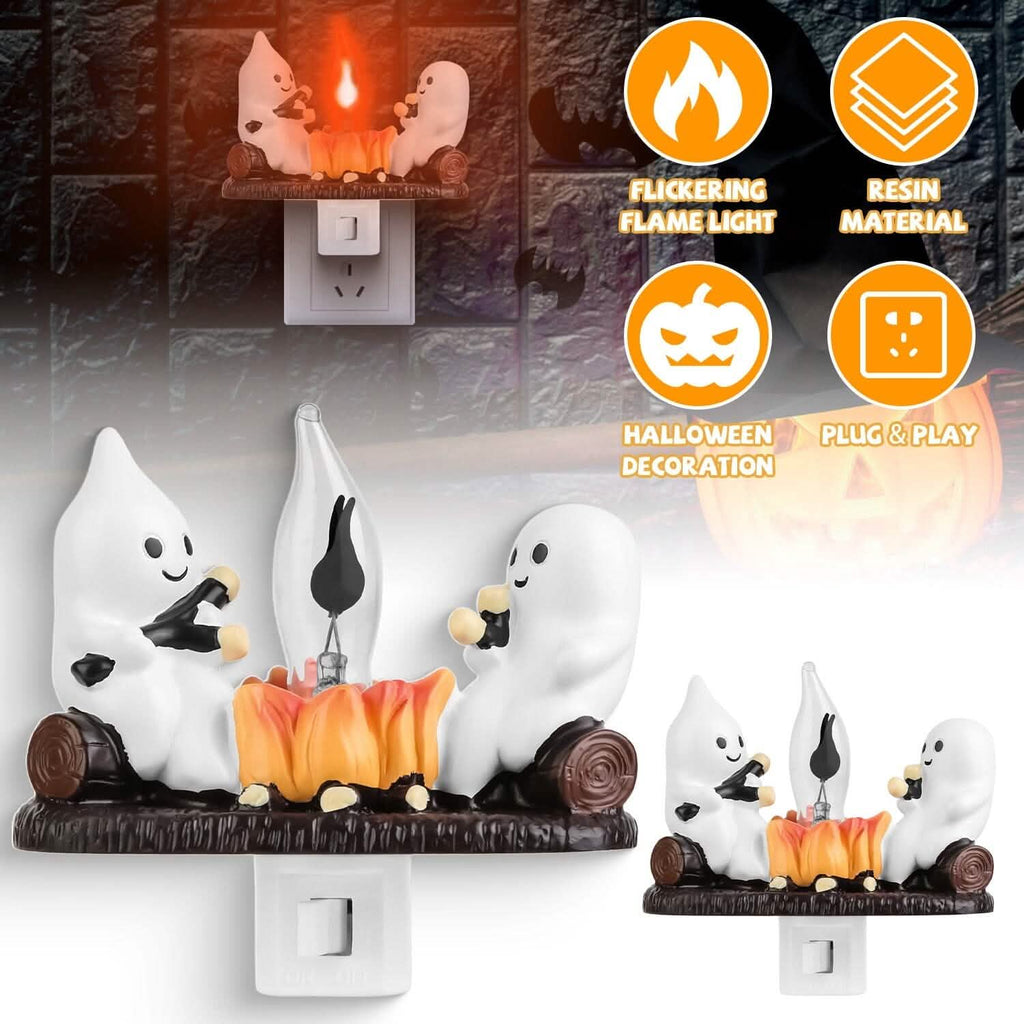 Lot de 2 : Lampe de nuit à flamme vacillante « Feu de camp fantôme »