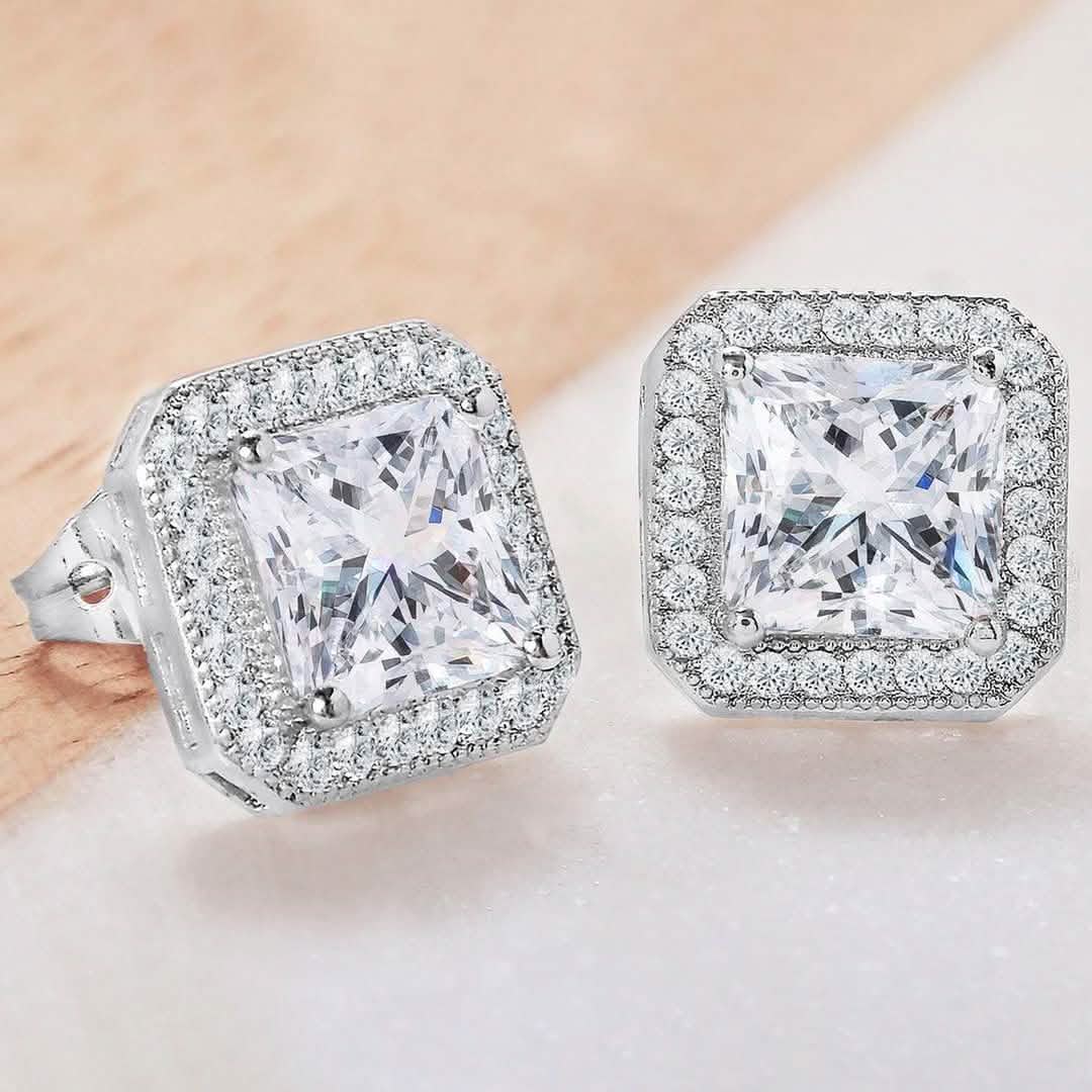 Lot de 2 paires : Puces d'oreilles auréoles avec cristaux Swarovski