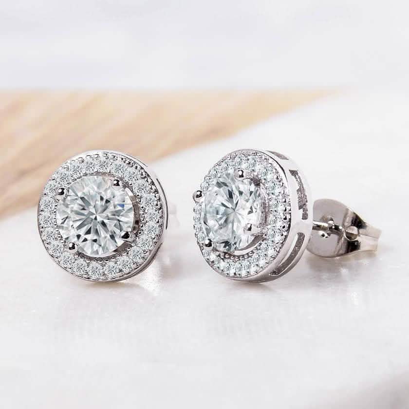 Lot de 2 paires : Puces d'oreilles auréoles avec cristaux Swarovski