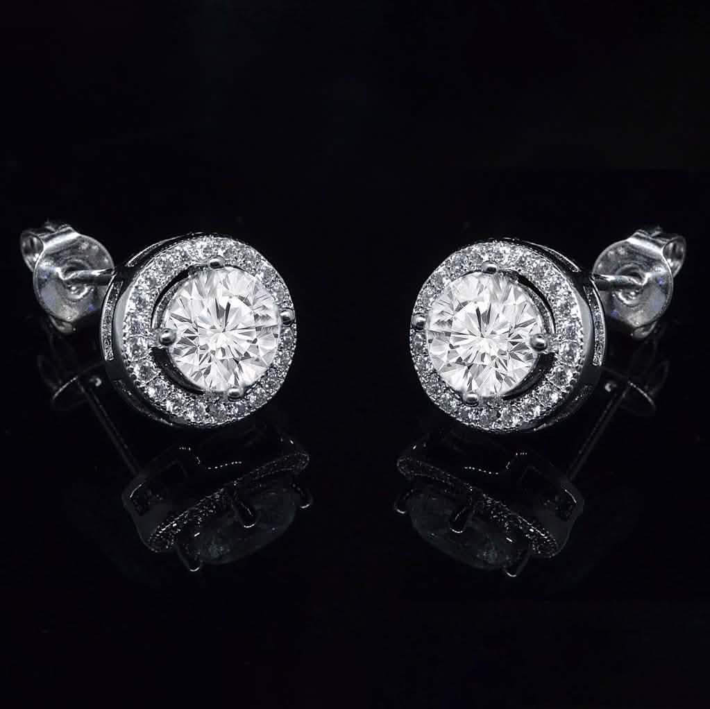 Lot de 2 paires : Puces d'oreilles auréoles avec cristaux Swarovski