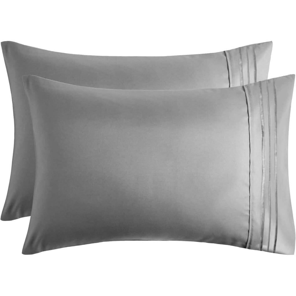 Lot de 2 : Taies d'oreiller en microfibre Hannah Linen respirantes avec fermeture à rabat