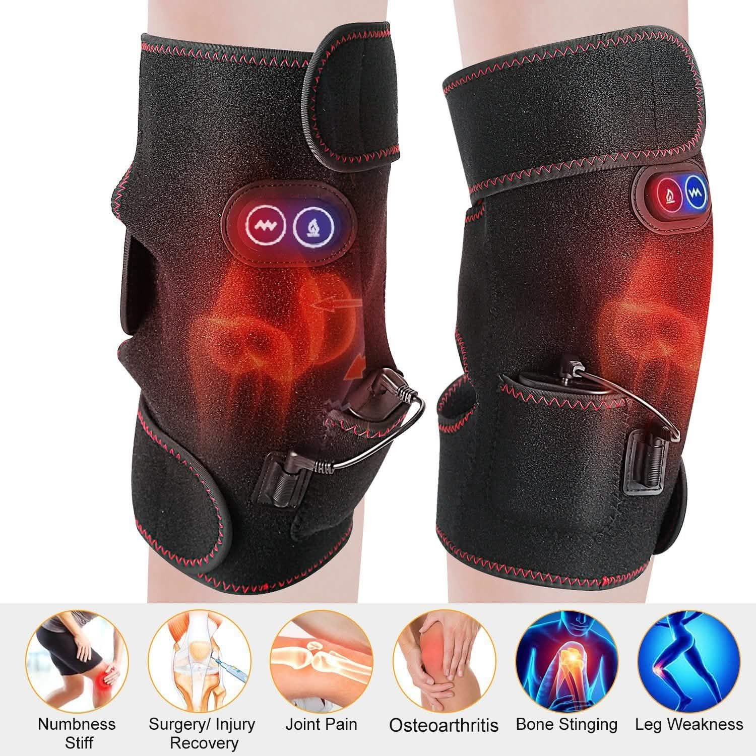 Lot de 2 : Masseur chauffant pour genoux