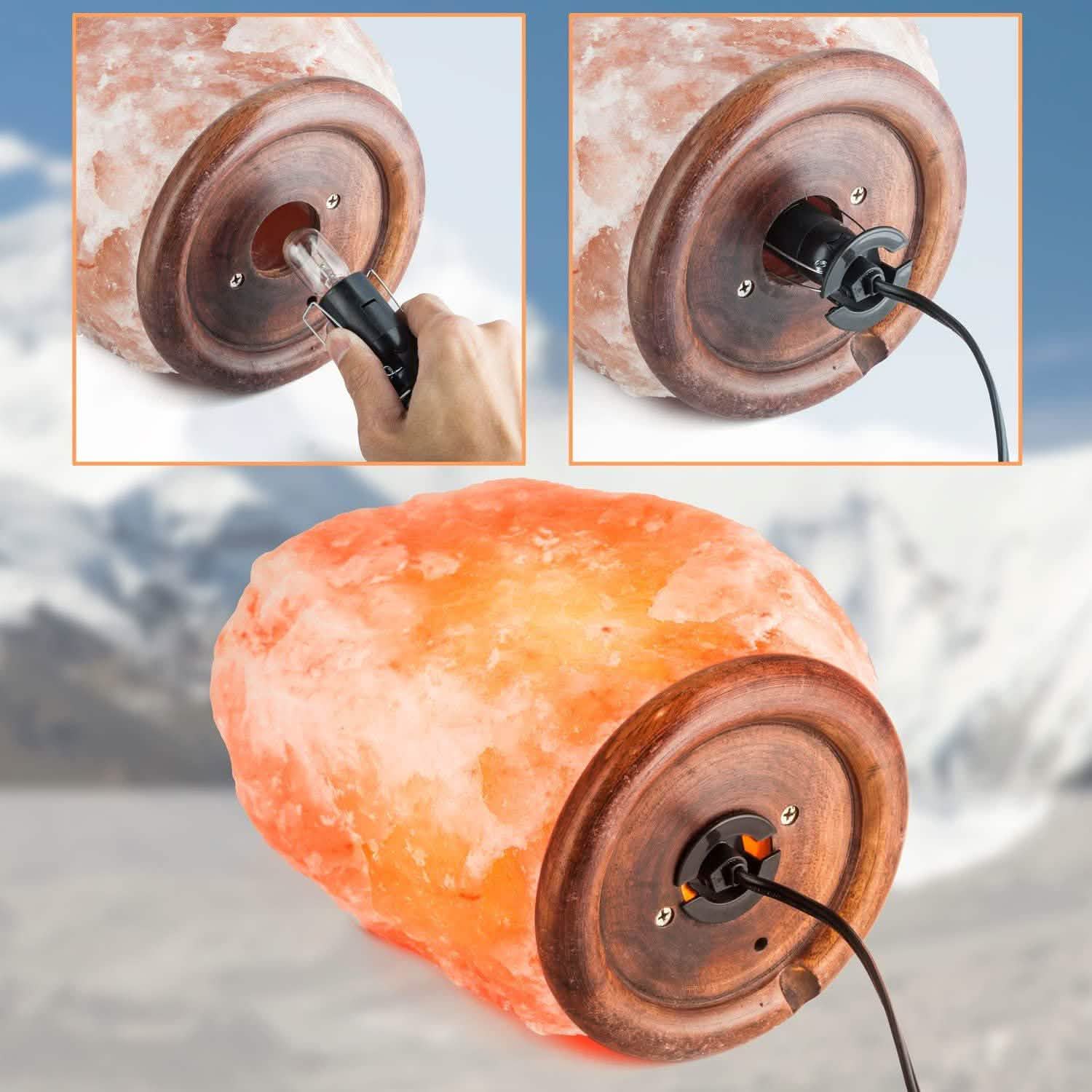 Lot de 2 : Lampe de sel de l'Himalaya en cristal naturel sculptée à la main Hemingweigh