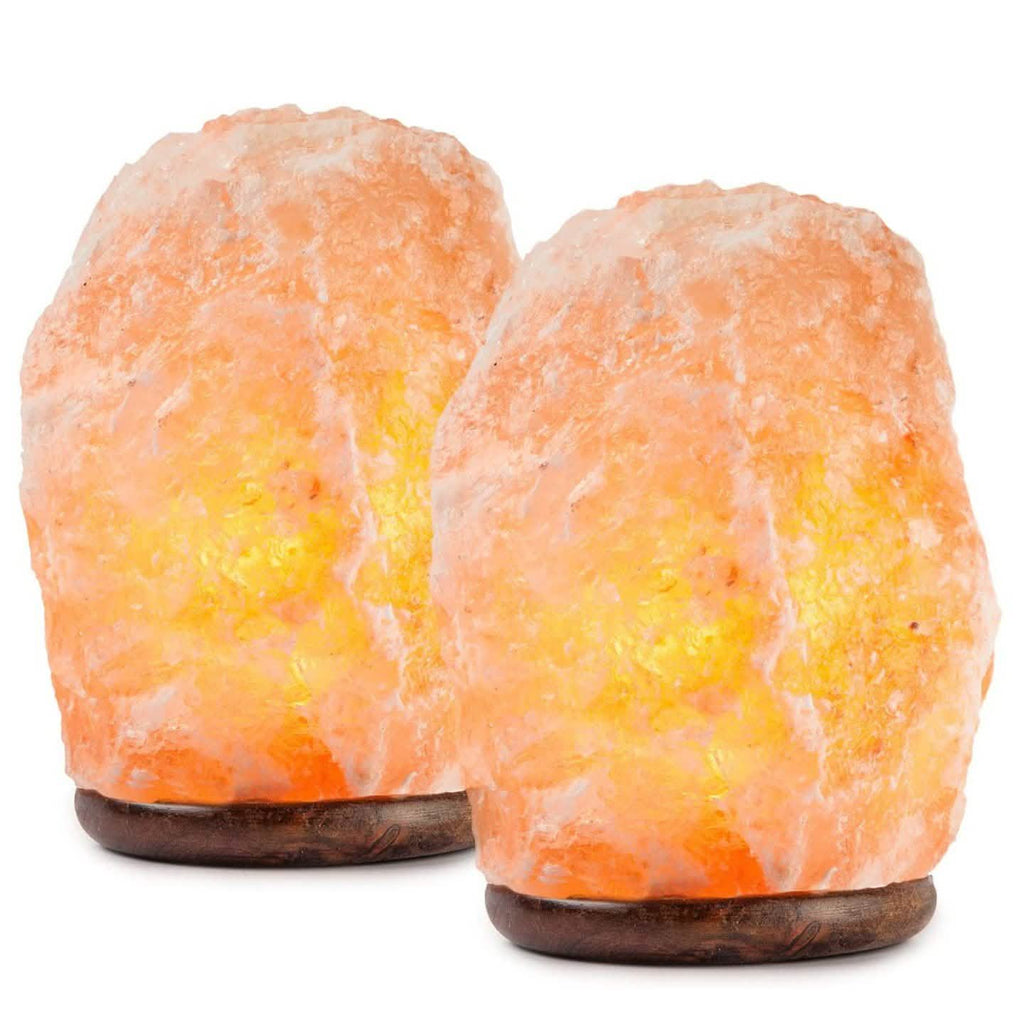 Lot de 2 : Lampe de sel de l'Himalaya en cristal naturel sculptée à la main Hemingweigh