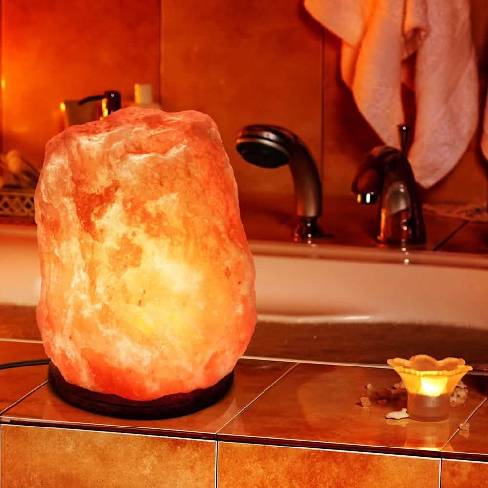 Lot de 2 : Lampe de sel de l'Himalaya en cristal naturel sculptée à la main Hemingweigh