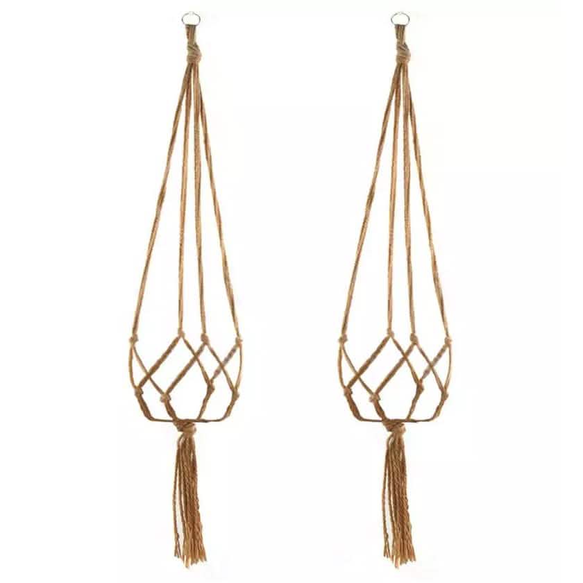 Lot de 2 : Suspension en macramé pour plantes (corde) d'intérieur et d'extérieur
