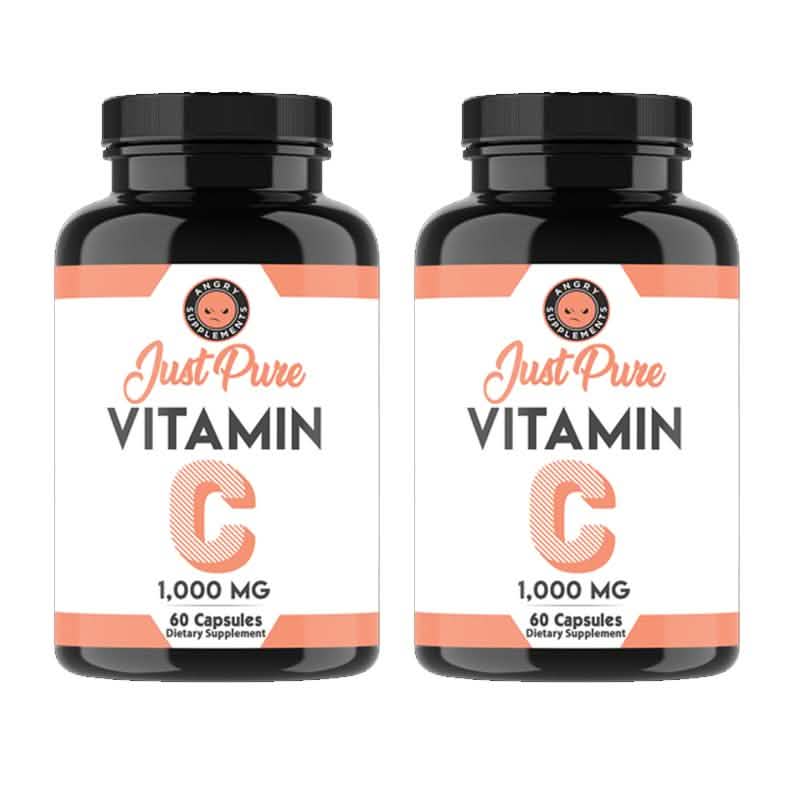 Lot de 2 : Vitamine C pure 1 000 mg – Soutient le système immunitaire et agit comme antioxydant