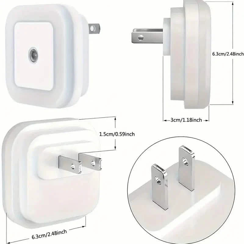 Lot de 2 : Veilleuse LED, applique murale à brancher avec capteur crépusculaire automatique