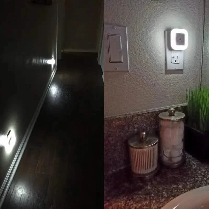 Lot de 2 : Veilleuse LED, applique murale à brancher avec capteur crépusculaire automatique