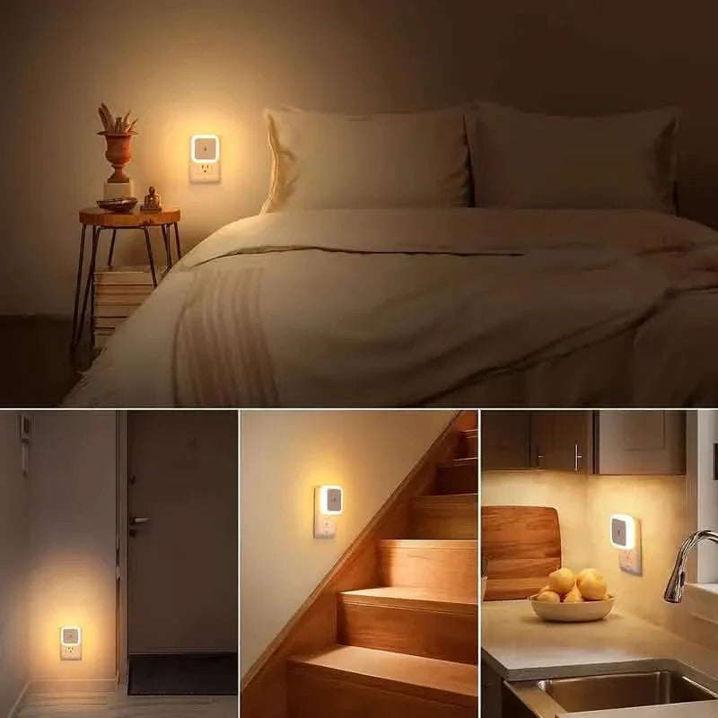 Lot de 2 : Veilleuse LED, applique murale à brancher avec capteur crépusculaire automatique