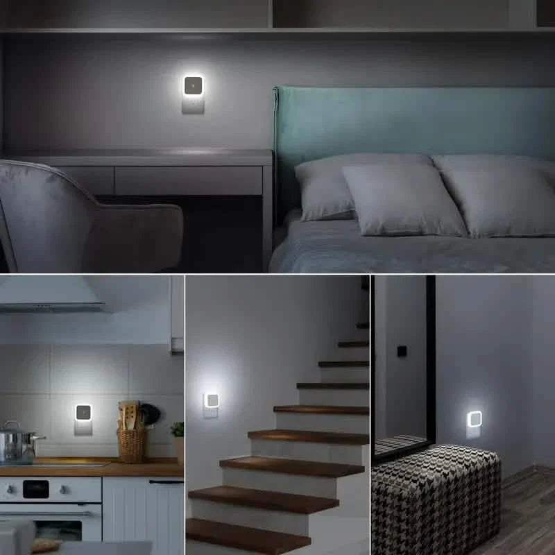 Lot de 2 : Veilleuse LED, applique murale à brancher avec capteur crépusculaire automatique