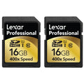Lot de 2 : Carte mémoire flash Lexar Professional 400x 16 Go SDHC UHS-I