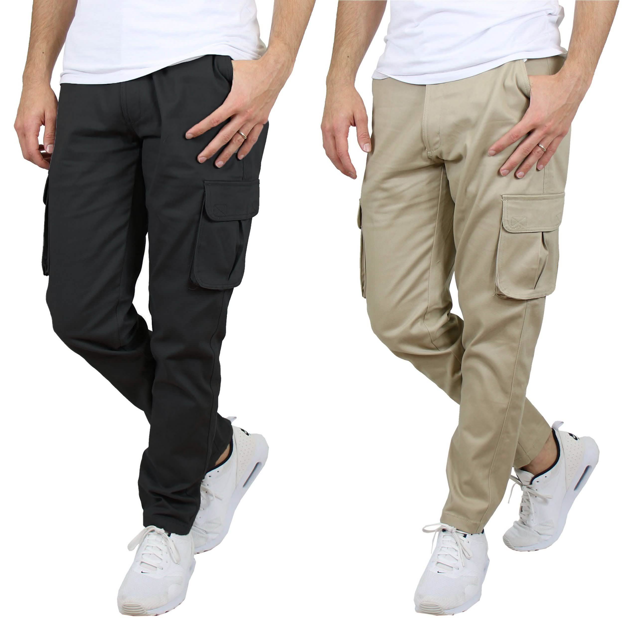 Lot de 2 : Pantalons cargo stretch en coton souple pour homme