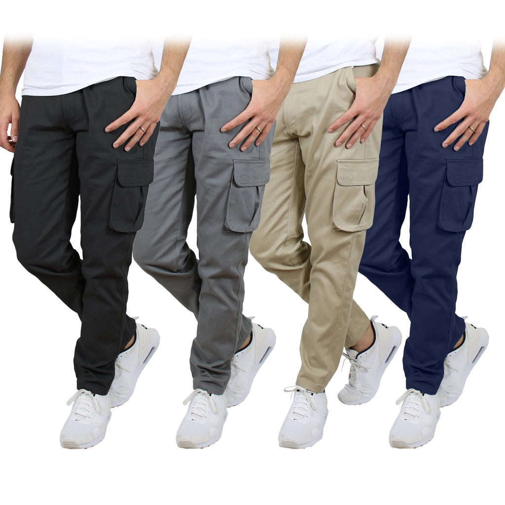 Lot de 2 : Pantalons cargo stretch en coton souple pour homme