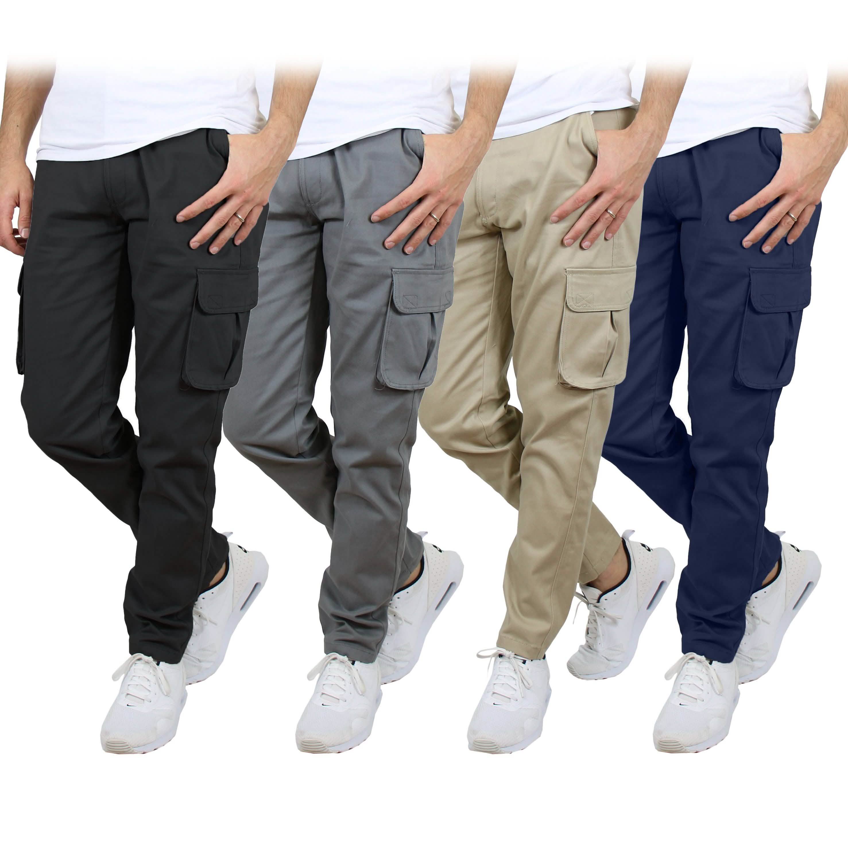 Lot de 2 : Pantalons cargo stretch en coton souple pour homme