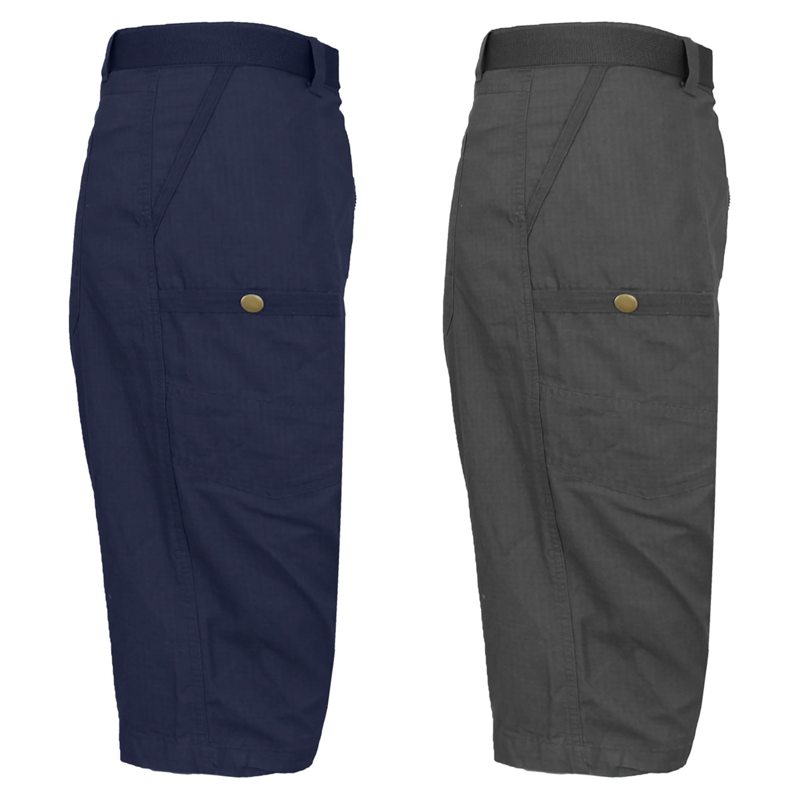 Lot de 2 : Shorts cargo utilitaires en coton avec ceinture pour homme, grandes tailles