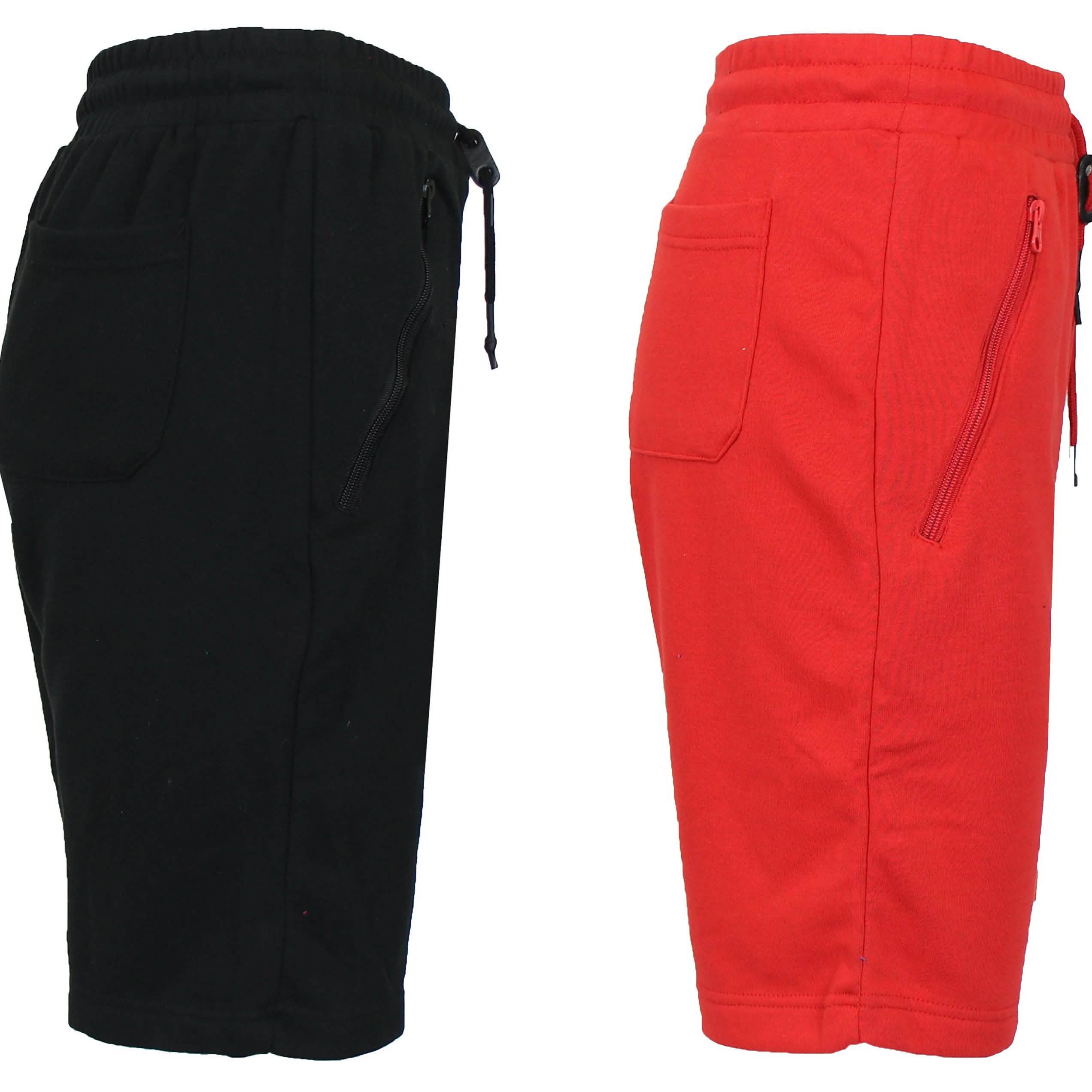 Lot de 2 : Short de jogging en molleton French Terry pour homme avec poches zippées