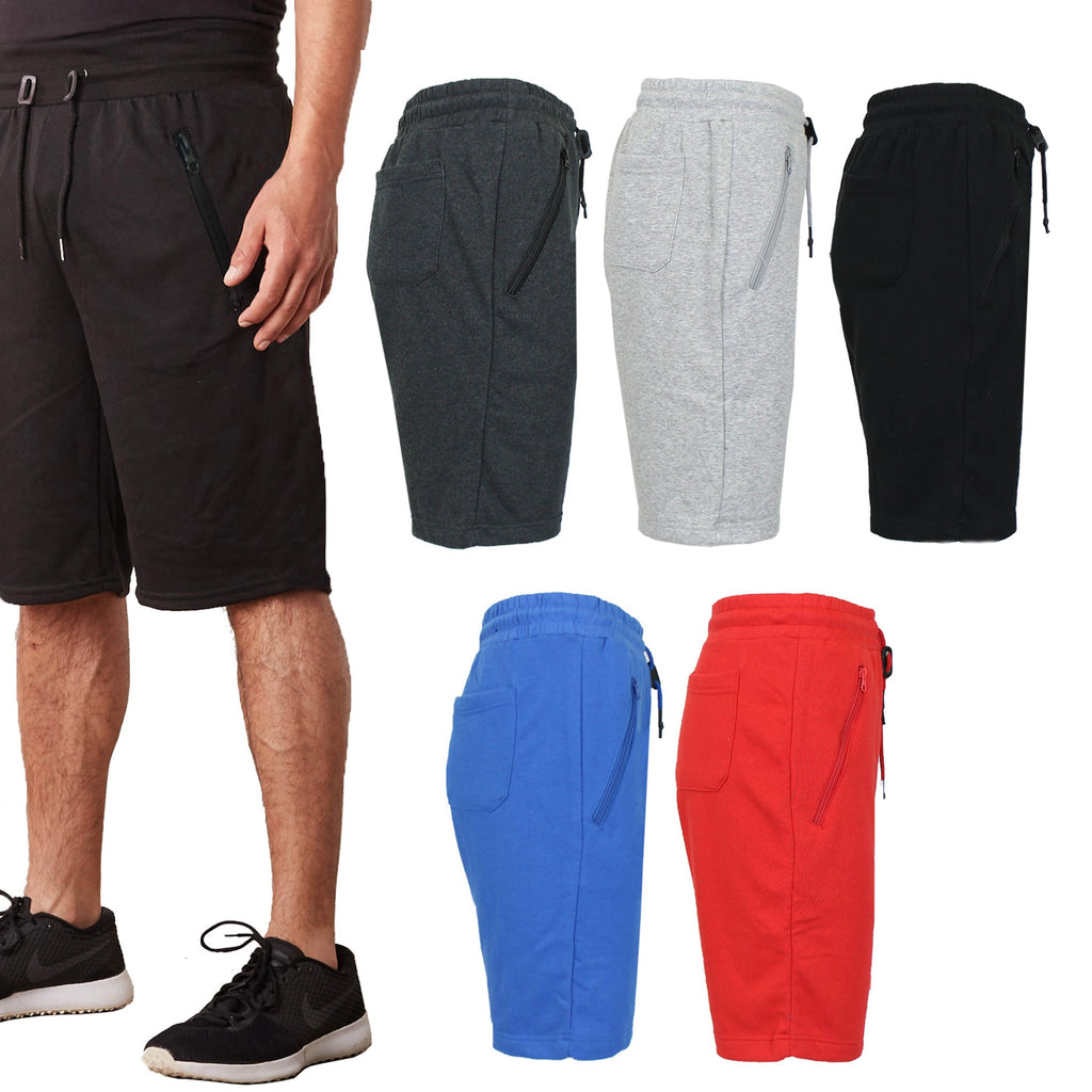 Lot de 2 : Short de jogging en molleton French Terry pour homme avec poches zippées