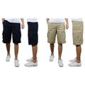 Lot de 2 shorts cargo en mélange de coton de qualité supérieure pour homme, sans ceinture