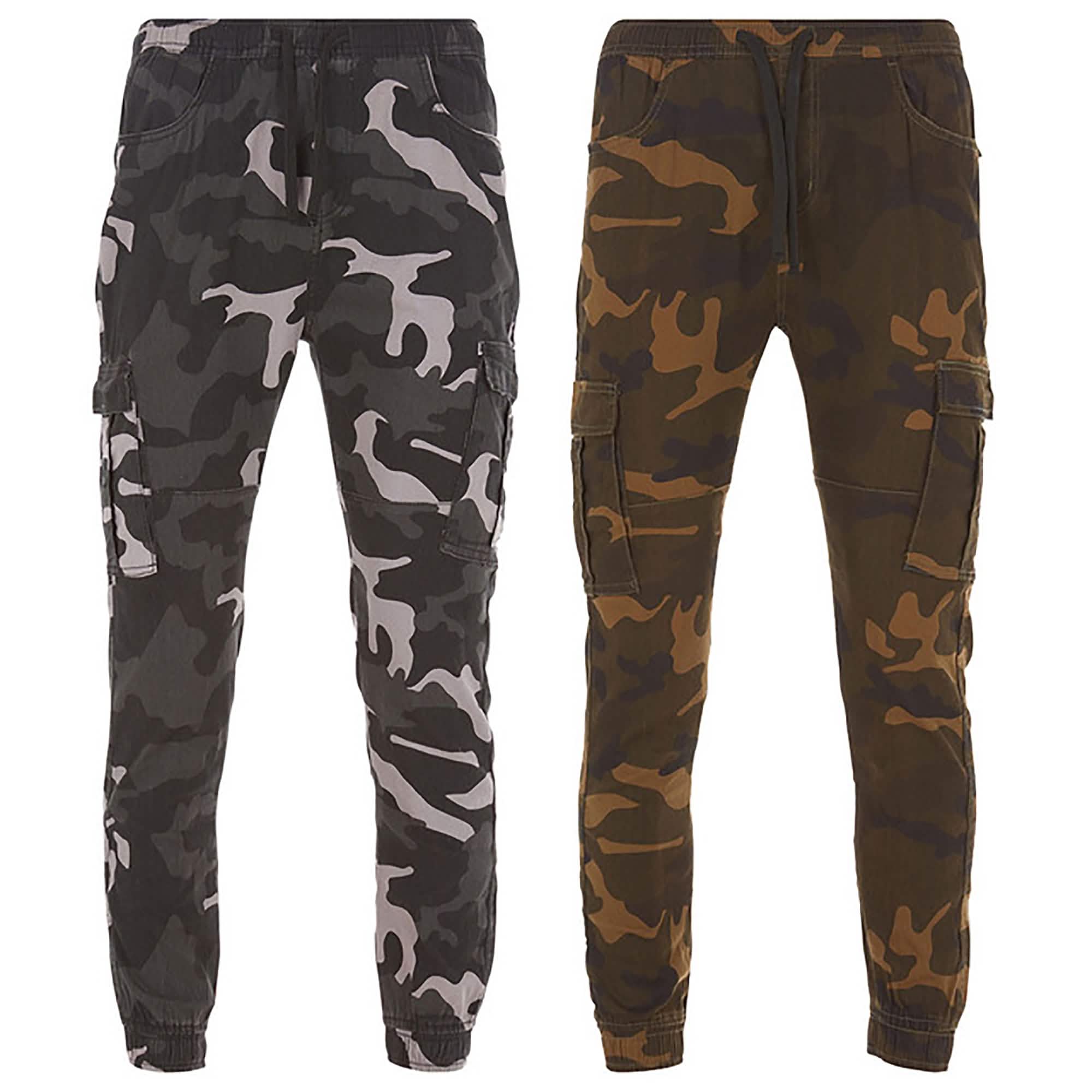 Lot de 2 : Pantalons de Jogging Cargo Camouflage Extensibles pour Hommes