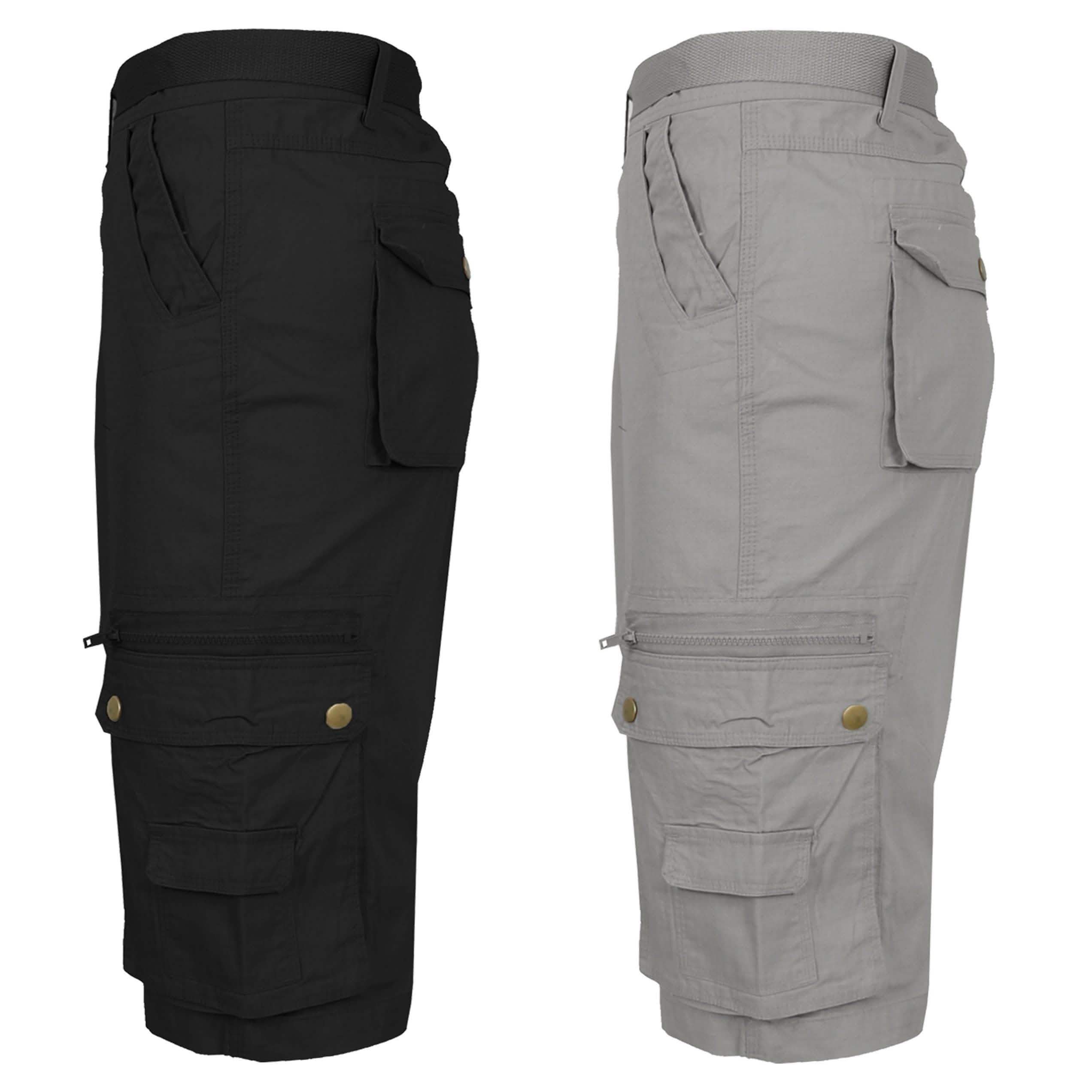 Lot de 2 : Shorts Cargo utilitaires ceinturés en coton pour homme, grandes tailles