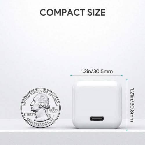 Lot de 2 : Mini chargeur mural rapide 20 W de type C avec PD 3.0
