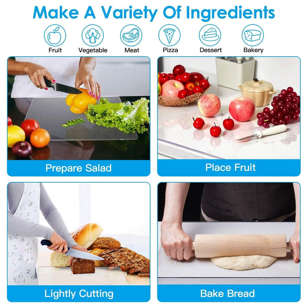 Lot de 2 : Planche à découper antidérapante transparente / Protection de comptoir de cuisine