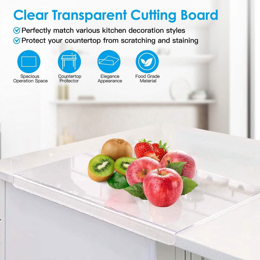 Lot de 2 : Planche à découper antidérapante transparente / Protection de comptoir de cuisine