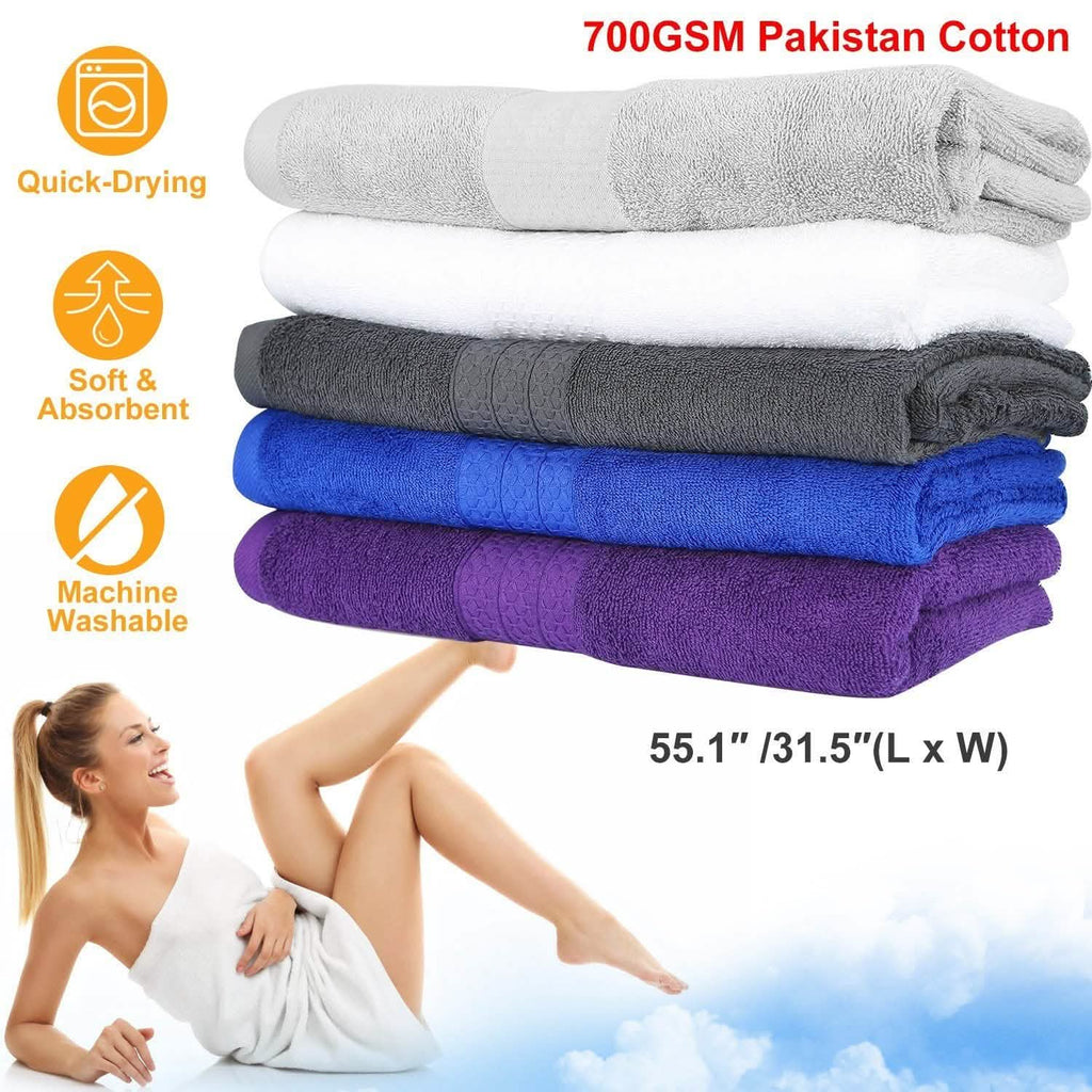 Lot de 2 : Serviettes de bain en coton du Pakistan
