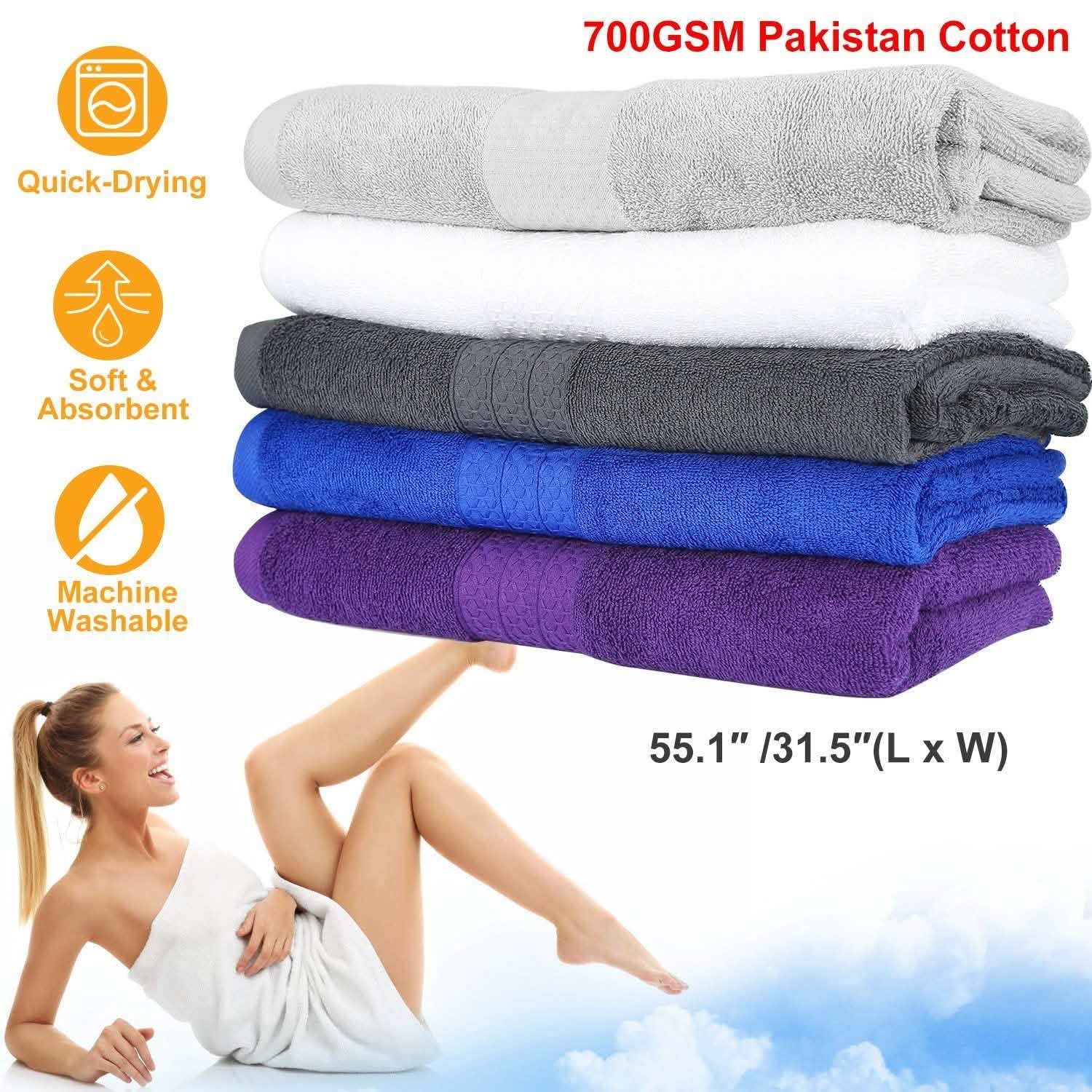 Lot de 2 : Serviettes de bain en coton du Pakistan