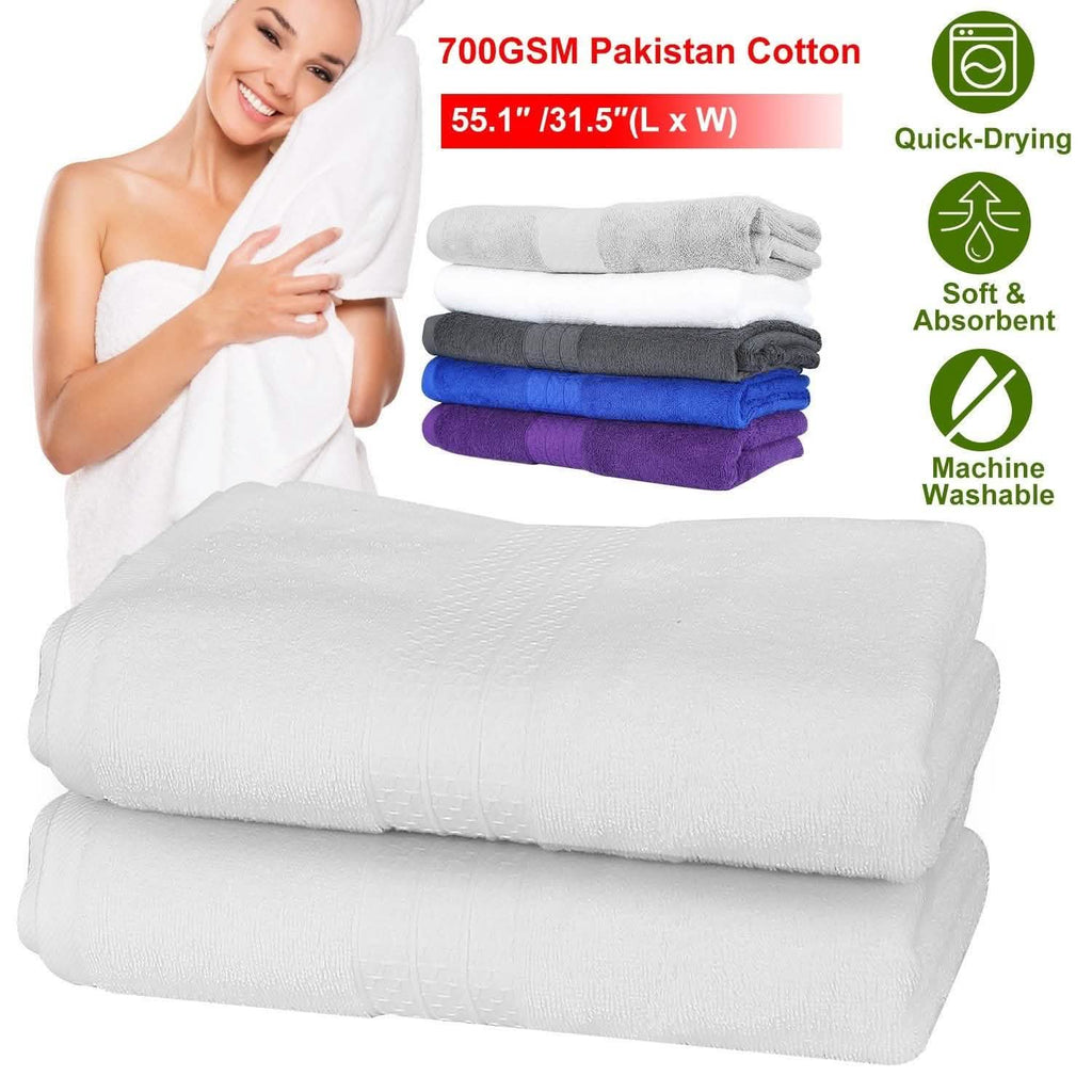 Lot de 2 : Serviettes de bain en coton du Pakistan
